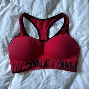 Red sports bra from PINK